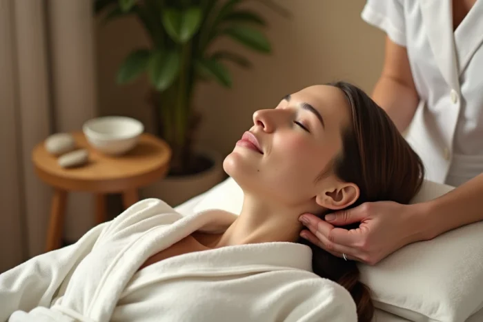 Femme recevant un traitement d'acupuncture pour soulager naturellement les symptômes de la maladie de Ménière